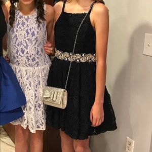 Navy blue homecoming dress.